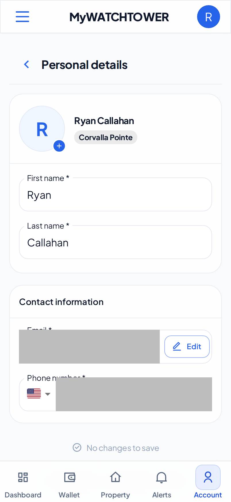 The Personal details section on a phone