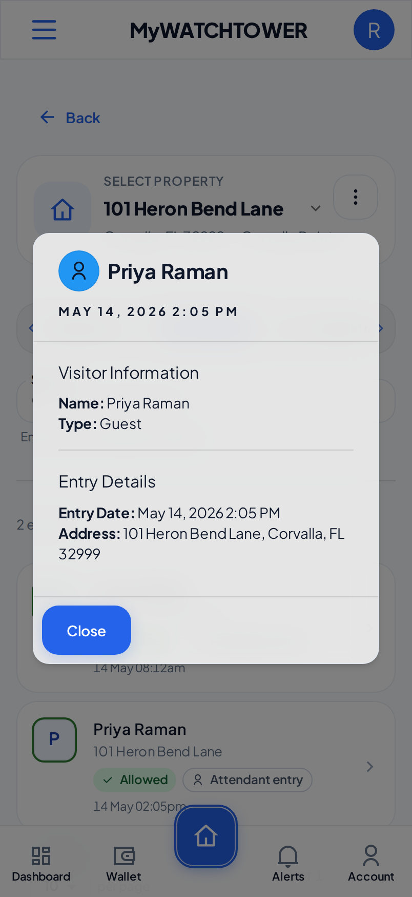 The details of an entry on a phone, with the name, type, date and address