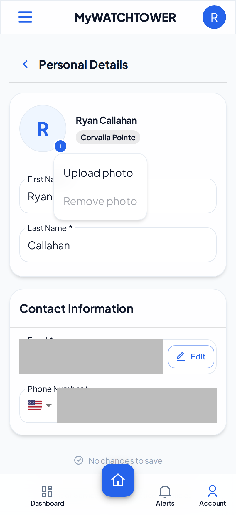 The profile photo menu on a phone, with Upload photo and Remove photo