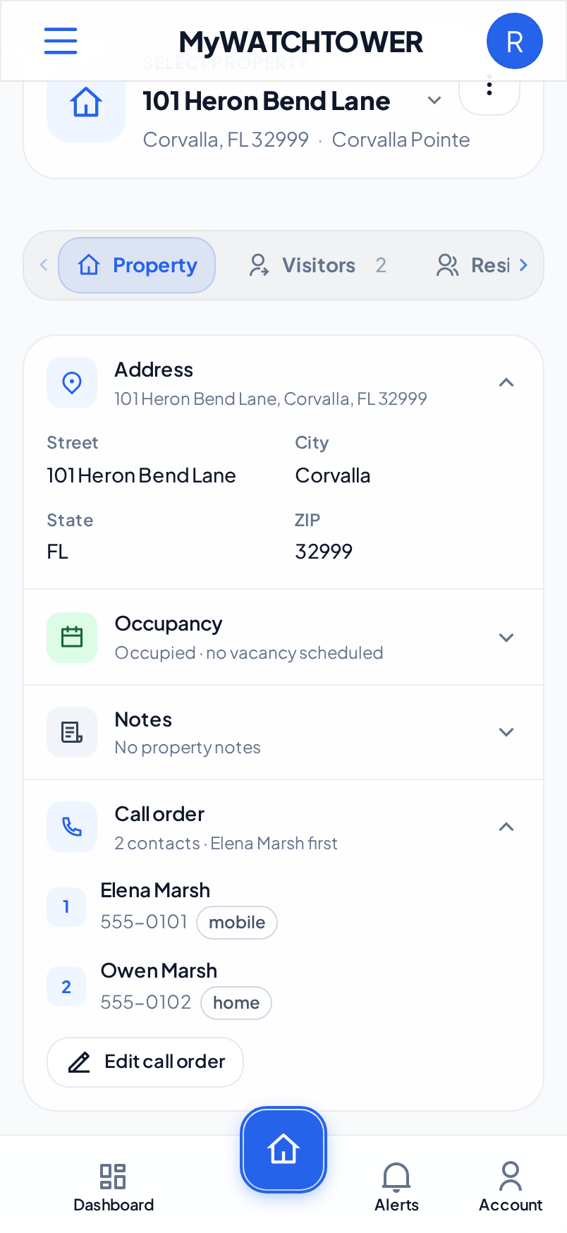 The Call order section of a property on a phone